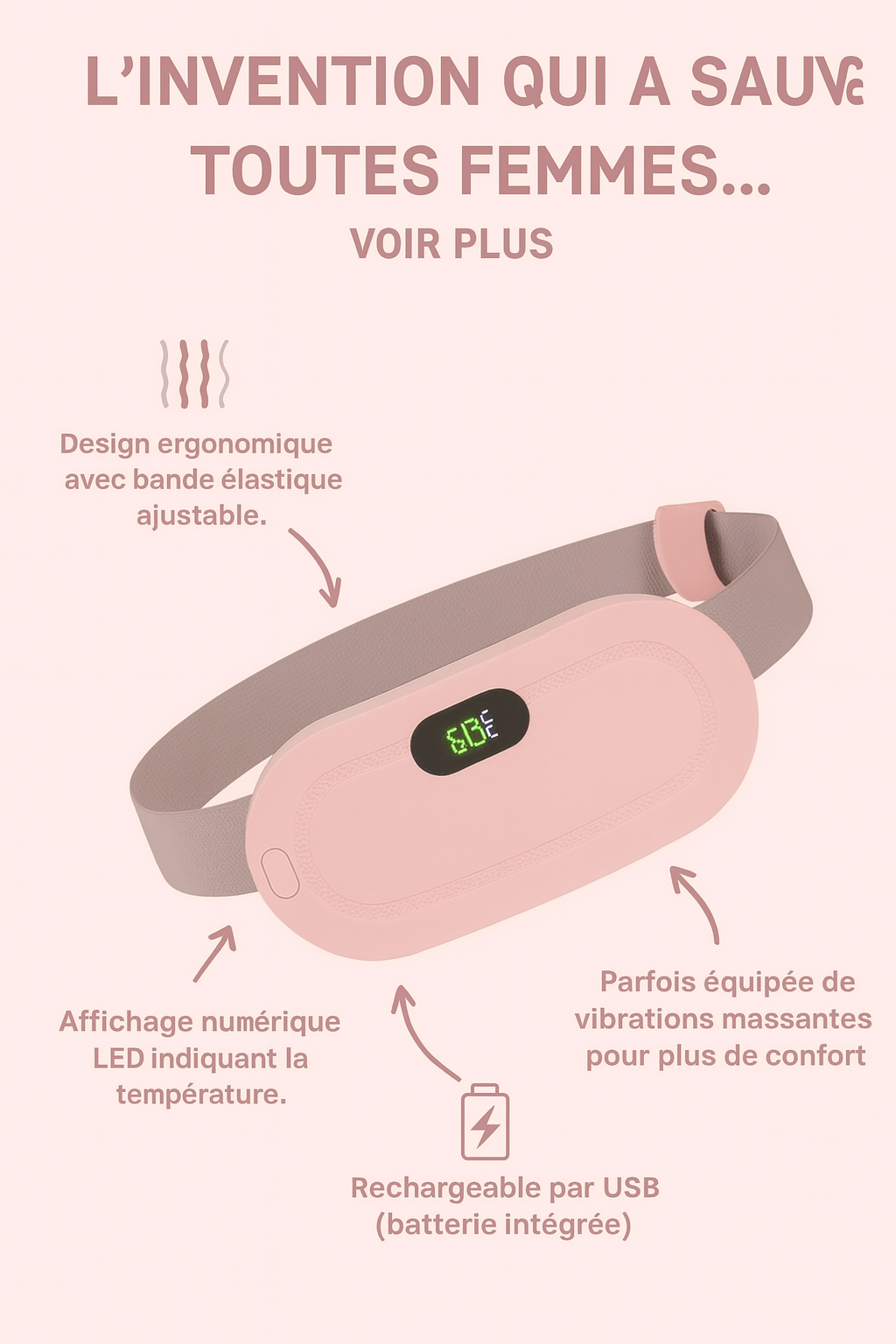 Ceinture Chauffante Anti-Douleur Abdominale et Lombaire
